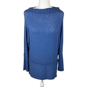 Bobeau Blue Slouchy Knit Tunic Top Size Small
